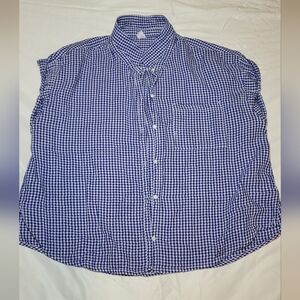 Old Navy Women's Blue Checkered Button Down Shirt